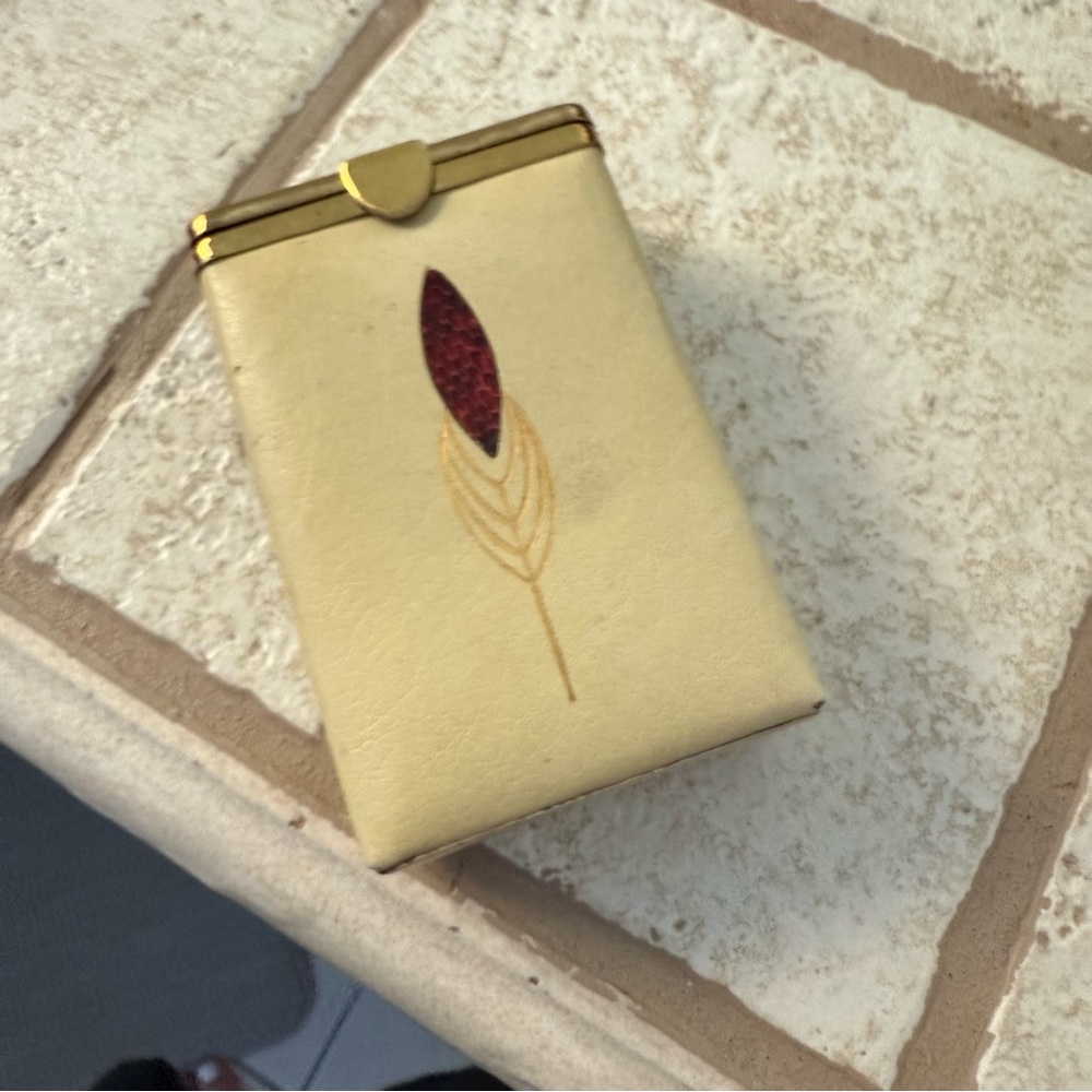 Vintage Cream Cigarette Case with Gold Accents